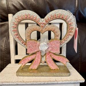 Heart Shaped Pink and Gold Decorative Piece